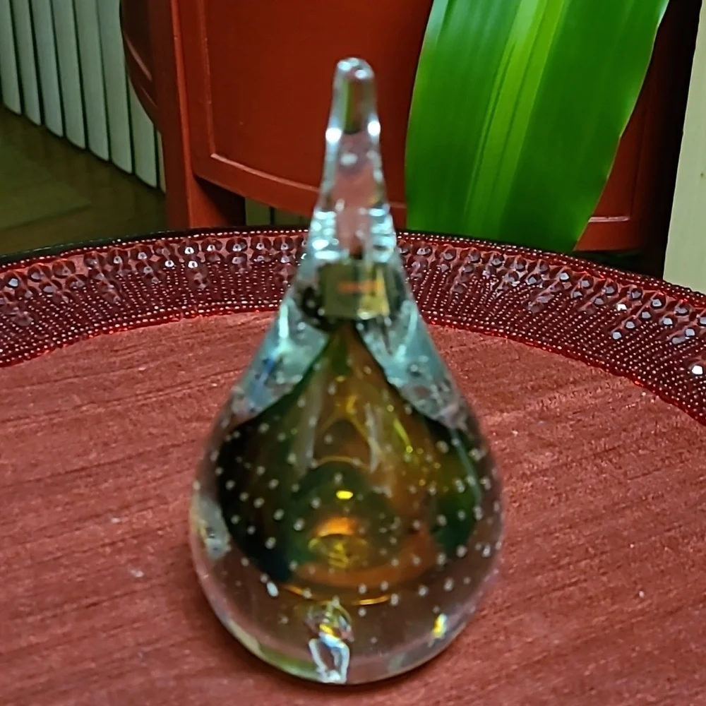 M.P. Crystal Pear Shape Paperweight - Picture 2 of 7